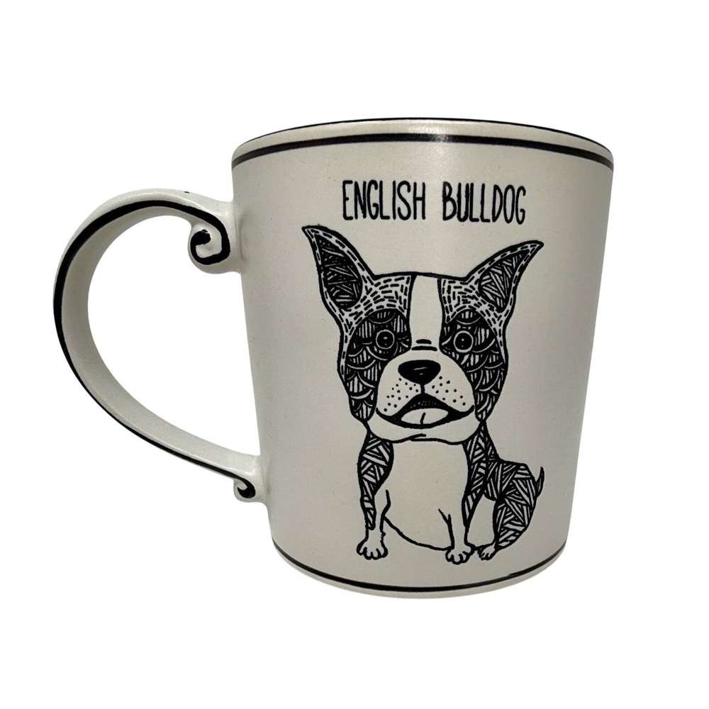 English Bulldog Spectrum Designz Coffee Cup Ceramic Mug White‎ Black Aqua New